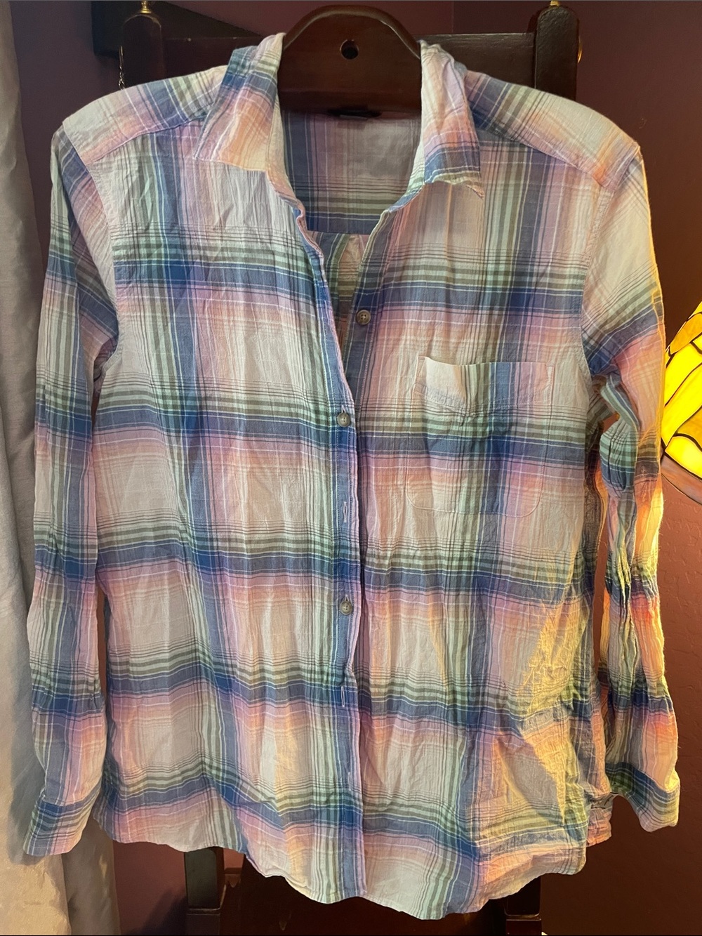 EDDIE BAUER PASTEL PLAID FLANNEL